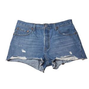 Levi's 501 Original High-Rise Distressed Button Fly Jean Denim Shorts Size 31